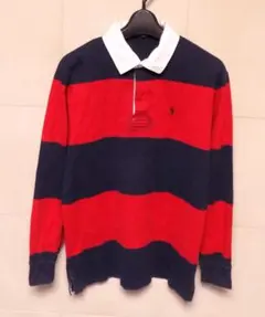 Polo Sport ラガーシャツ 赤/紺 ストライプ M 大きめ！ - メルカリ