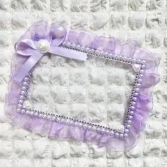 【D-1③パープル】硬質ケースデコ b7サイズ リボン ハート