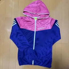 adidas フード付きジャケット ピンク/ネイビー