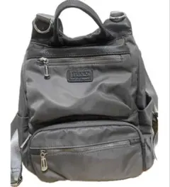 ★美品★FIRANOナイロン撥水リュック人気グレーレディースショルダーバック軽量