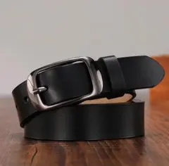 ブラック【レザー ベルト】革 黒 ビジネス シンプル メンズ シンプル