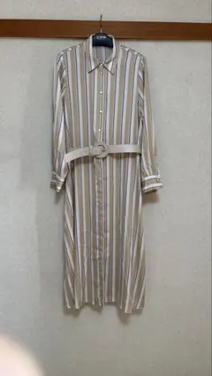 ストライプ柄長袖シャツワンピース　ZARA