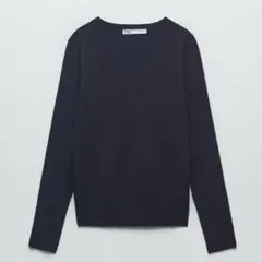 ほぼ新品 美品 ZARA ベーシックニット Vネック ネイビー