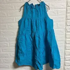 人気!SHEIN【S】ターコイズ ノースリーブ チュニック ブラウス