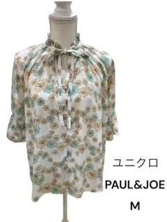 美品　ユニクロPAUL&JOE 花柄五分袖ブラウス M