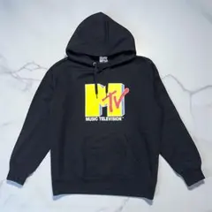 GU　ジーユー　MTV ブラックパーカー Lサイズ　黒　プリントパーカー