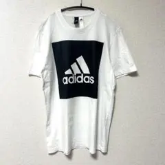 アディダス 半袖 Tシャツ L 白 ホワイト ビッグロゴ デカロゴ プリント 夏