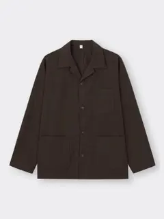 【完売品】GU　ブラッシュドワークシャツ　ダークブラウン　Sのサムネイル