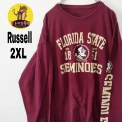 usa古着 Russell　ロングTシャツ2XL　ワインレッドのサムネイル