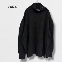ザラ ニット 肩ボタン ハイネック セーター 長袖 きれいめ オーバーサイズ S