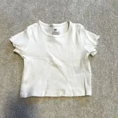H&M キッズ ミニ丈 リブTシャツ ホワイト 90cmのサムネイル