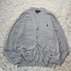 極美品 ポロラルフローレン ピマコットン カーディガン グレー XL相当