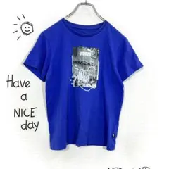 プーマ Tシャツ(150)ブルー プリント柄 キッズ 半袖 コットン 着回し