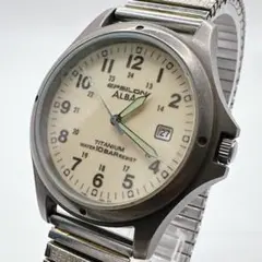 新品電池交換 セイコー ALBA イプシロン チタン メンズ 腕時計 稼働品