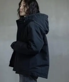 フーディーダウンジャケット FREEサイズ ブラック