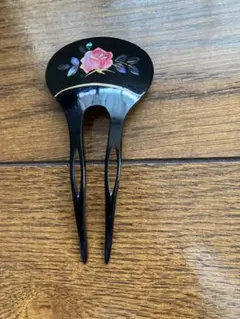 バラの花柄 二股かんざし