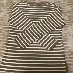 無印良品 長袖Tシャツ Mサイズ ブラウンストライプ