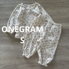 ONEGRAM 1gram ベージュ花柄フリルセットアップ 綿100 S 70