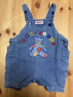 ★レトロ感★ミキハウス　デニムオーバーオール　サロペットデニムロンパース