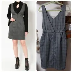 グレンチェック　ジャンパースカート　ワンピース