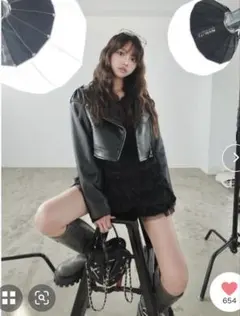 Darich ダーリッチ　ドロップショートライダースジャケット