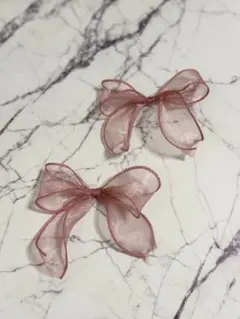 シフォンピンクヘアピン2個セット　ハンドメイド