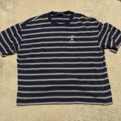 MLB ロサンゼルス・ドジャース ボーダーTシャツ 刺繍ロゴ ネイビー 古着