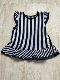 ストライプ柄フリル袖Tシャツ 100cm