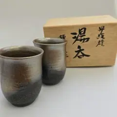 丹波焼 鎮台窯 夫婦湯飲み 2個セット 木箱付き