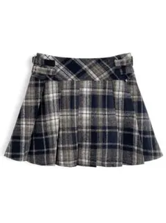 GRLインパン裏地付きチェック柄サイドベルトプリーツミニスカート[dk1581]