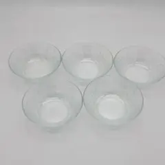 【未使用】昭和レトロ 雲柄 ガラスボウル 5客セット かき氷 デザート皿 可愛い
