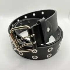 スタッズベルト　ブラック　ダブルピンベルト　y2k　黒　スケーター　男女兼用