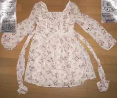05 MY MELODY 　ミニワンピース　ピンク　花柄　M　シフォン used