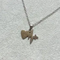 ドキドキハート心電図波形心音チャームネックレス シルバーカラー