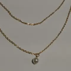 パール風トップの2連ネックレス[S-506]