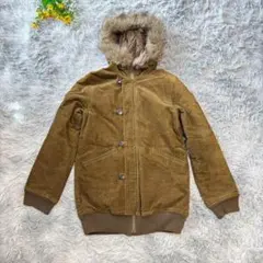 コーデュロイジャケット　【Ｌ】ブラウン　フェイクファー　フード付　ロイヤルジーン