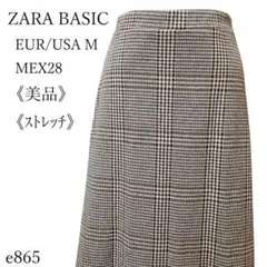 ザラベーシック チェック柄フレアスカート 膝丈 ストレッチ イージースカート