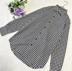 【GU】メンズ　長袖シャツ　ギンガムチェック　モノトーン　Ｍ　オシャレ　着回し