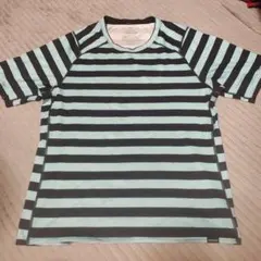 patagonia メンズ Tシャツ L 水色と黒のボーダー