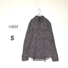 【H&M】美品✨総柄プリント 長袖 シャツ ヴィンテージライク モード 着回し