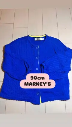 90cm かわいいMARKEY'S カーディガン ブルー　アウターのサムネイル