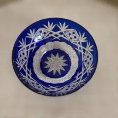 江戸切子 鉢 青色 菊繋ぎ文様のサムネイル