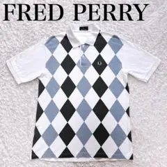 y2k　FRED PERRY ポロシャツ　アーガイル柄　ホワイトのサムネイル