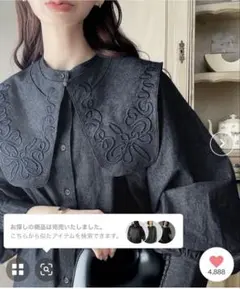 ブラウス 襟刺繍