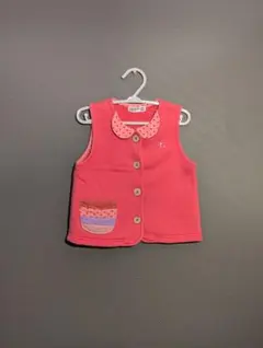 水玉柄襟付きベスト