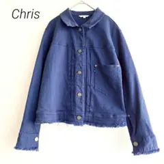 クリス デニムジャケット フリンジ タック デザイン はおり ストレッチ