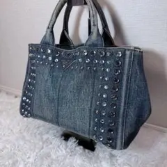 PRADA カナパ ビジュートートバック プラダカナパ ビジュー 2WAYバッグ ライトグレー レディース トート