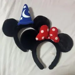 ミッキー　ミニー 耳　カチューシャ　セット