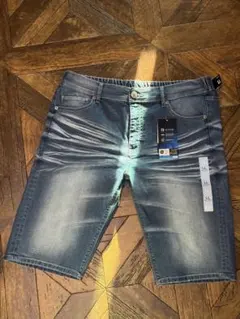 LL 新品未使用 接触冷感 クラッシュ デニムパンツ ハーフパンツ メンズ