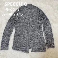SPECCHIO スペッチオ　スパンコールラメ入り　シルバーカーディガンのサムネイル